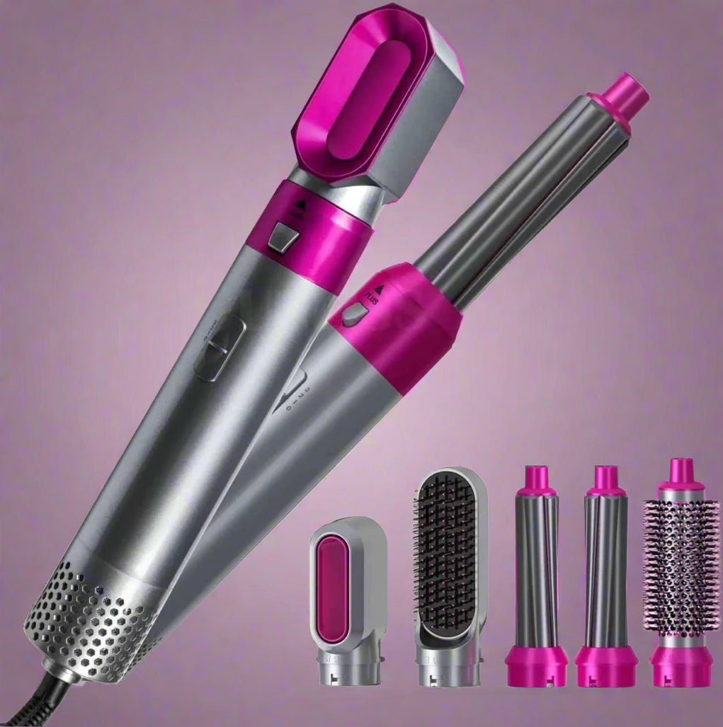 5 in 1 Multifunctional Hair Dryer Styling Tool, Detachable 5-in-1 Multi-Head Hot Air Comb, The Negative Ion Automatic Suction Hair Curler